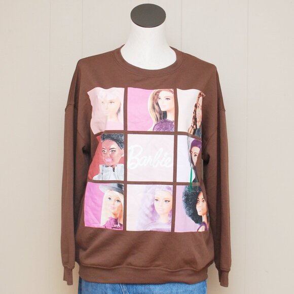 Barbie By Hybrid Apparel Women's Brown Graphic Sweater in Medium BNWT - Picture 1 of 6
